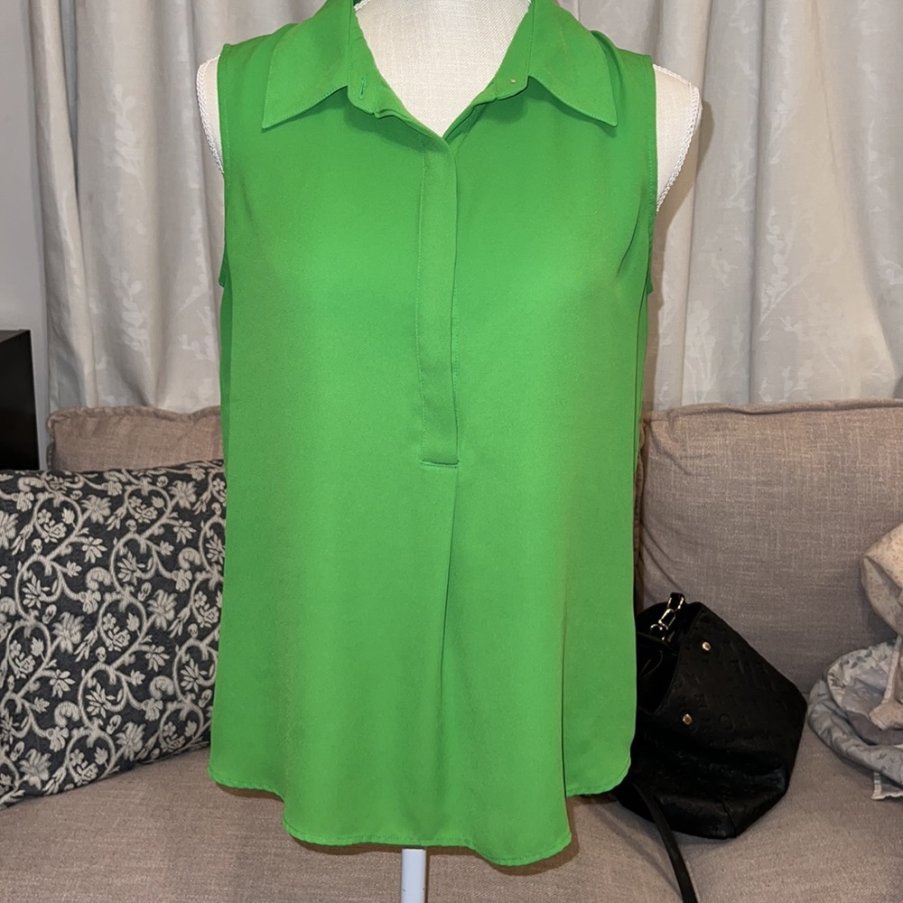 Tommy Hilfiger grassy green sleeveless collared shirt